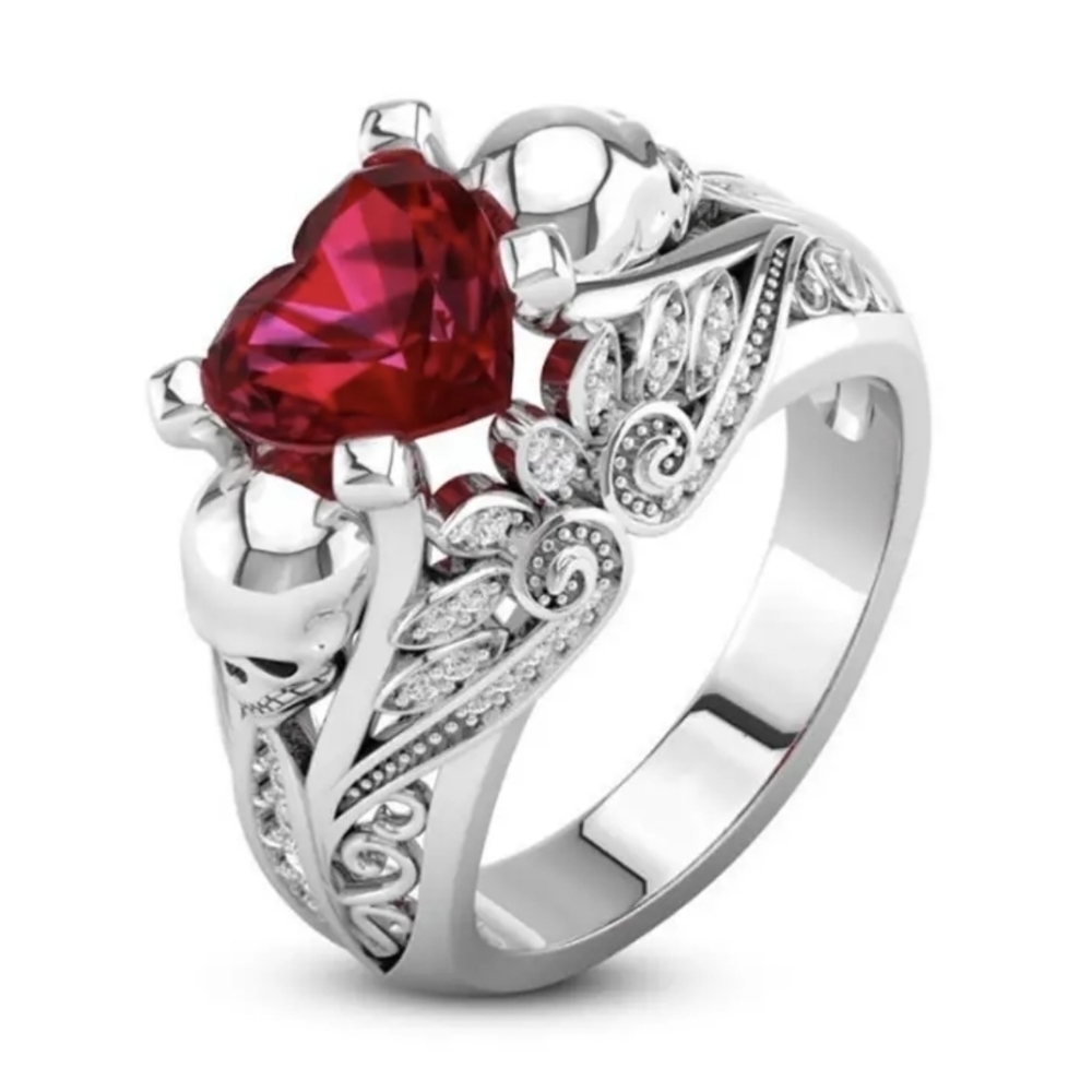 New Fashion Personality Skull Heart Ring, stainless steel. Size 6, T1B6J
